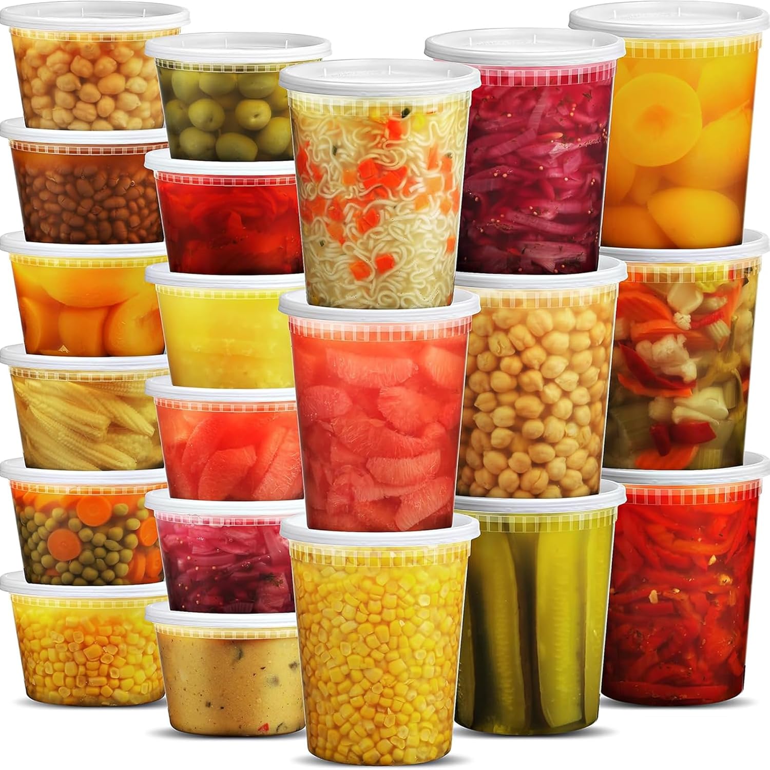 JoyServe Deli Food Storage Containers with Lids - 48 Sets (24x946 ml & 24x473 ml), Airtight BPA Free Plastic Takeaway Containers, Dishwasher & Microwave Safe - Fixaotrixa