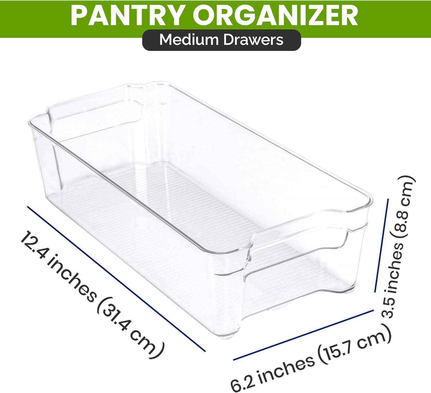 KICHLY High Quality Kitchen Storage - Set of 8 (8 Medium Containers) Storage Space for Refrigerators, Cabinets, Shelves, Sinks, Cosmetics, Stationery, Tool Organizer - BPA - Free - Fixaotrixa